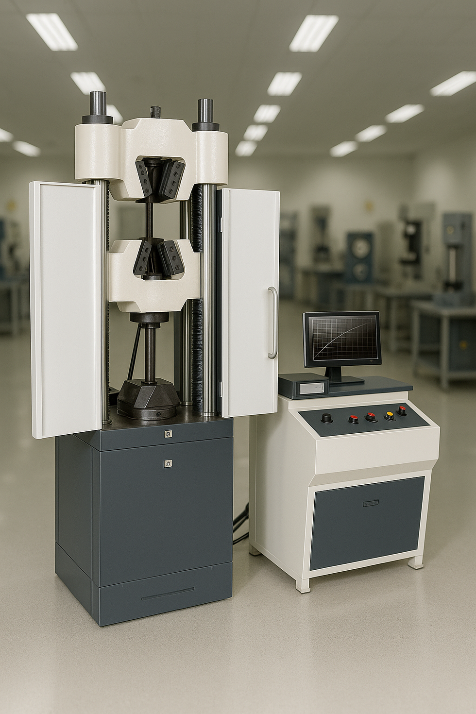 Mechanical testing machine in a laboratory setting