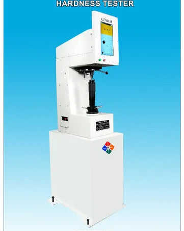 A Computerized Vickers Hardness Tester machine, predominantly white and metal, with an LCD screen on top.