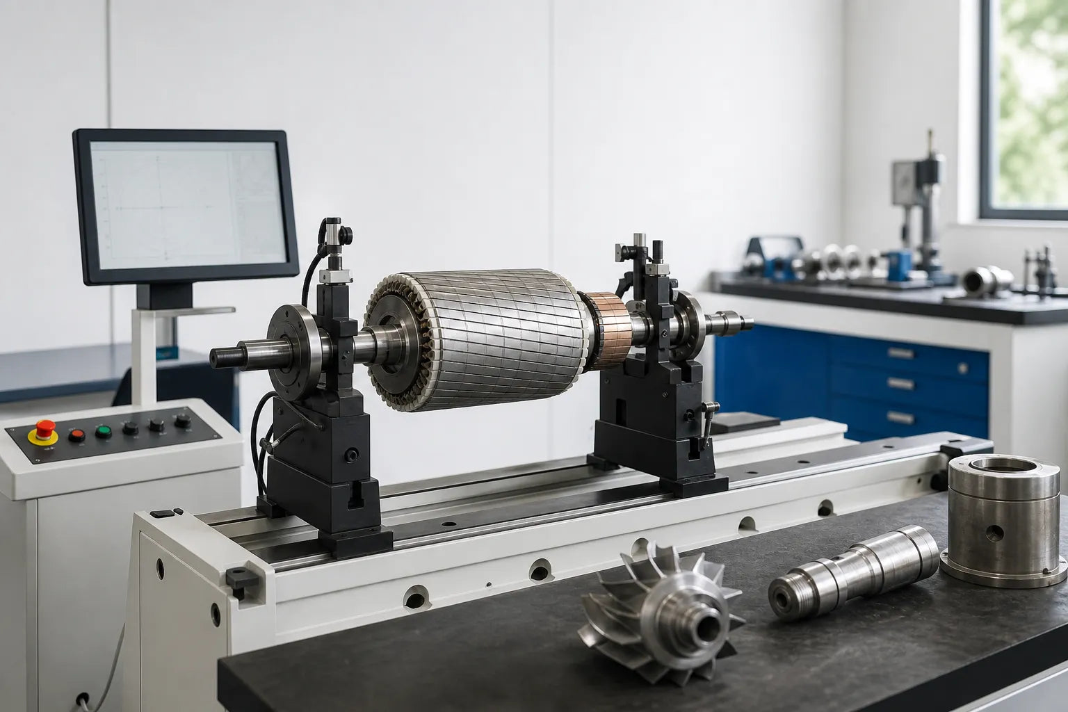 Dynamic balancing machine selection by rotor type and correction plane