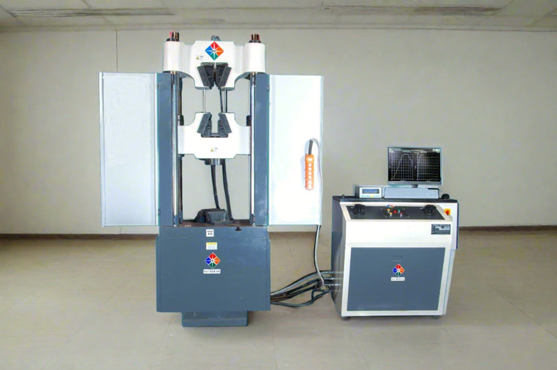 Universal testing machine with, 6 pillar loading frame, front open crosshead, manual gripping, manual control - Www.akuracy.org
